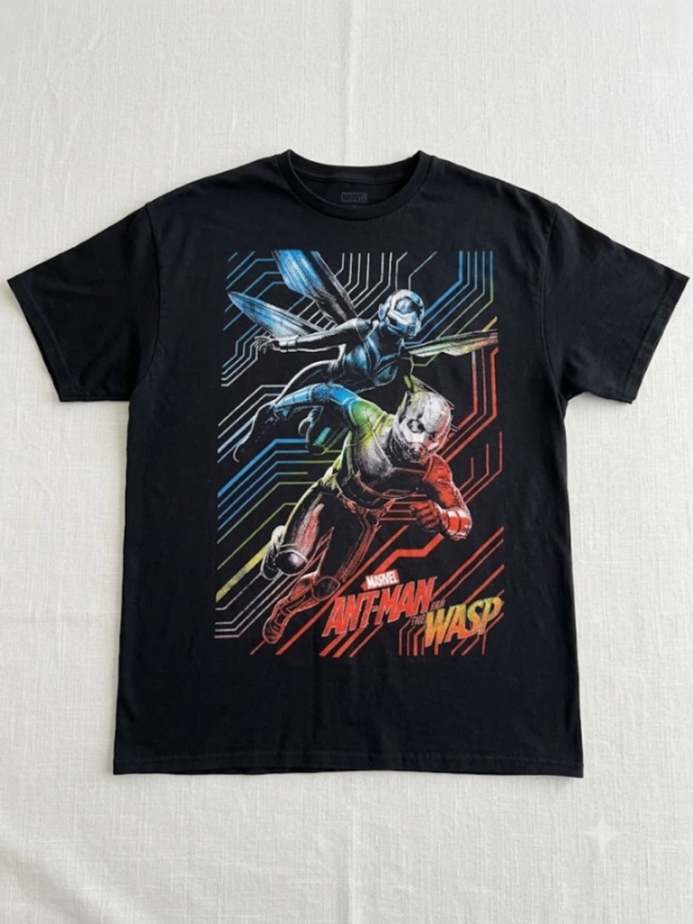 Marvel Mens Large Ant-Man and The Wasp Graphic T-Shirt Black Short Sleeve MCU